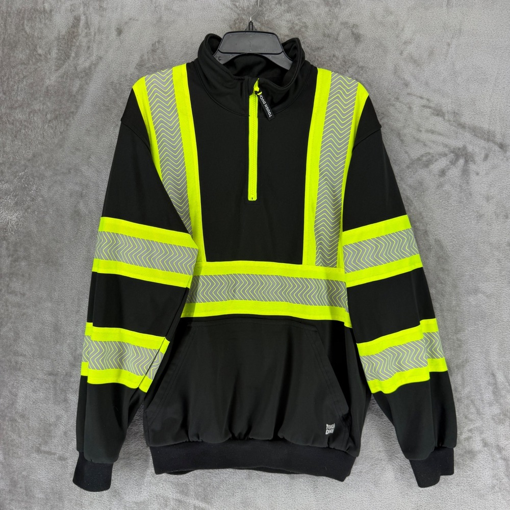 Tough Duck Mens SJ191 1/4 Zip High Visibility‎ Safety Sweatshirt Black Medium